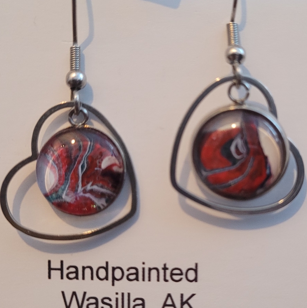 Handpainted glass earrings